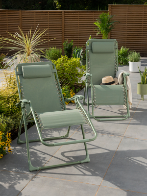 2 Pack Zero Gravity Chairs Green Outdoor & Garden at ASDA