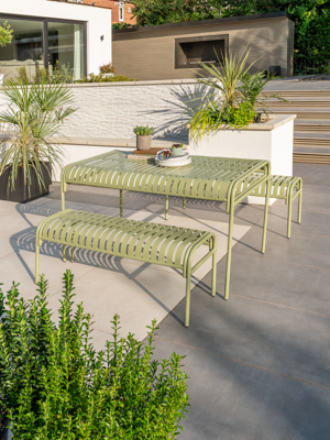 Metal Slat 3 Piece Bench Set Outdoor & Garden at ASDA
