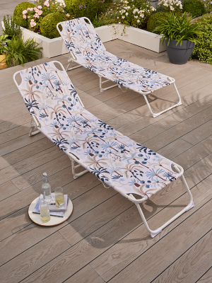 Garden Lounger Folding Lay Flat Sun Loungers Folding Sunbed Pack