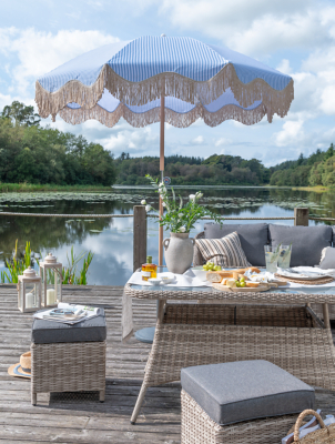 Riviera Stripe Parasol Outdoor & Garden at ASDA