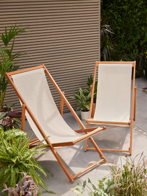 Cream Deckchair Set of 2 Outdoor & Garden at ASDA