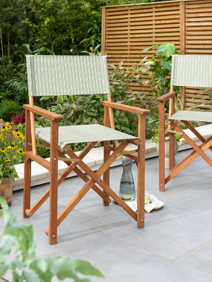 2 Pack Director Chair Green Stripe Print Outdoor & Garden