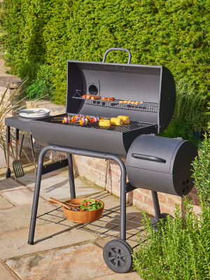Uniflame Offset Charcoal Smoker BBQ Outdoor & Garden at ASDA