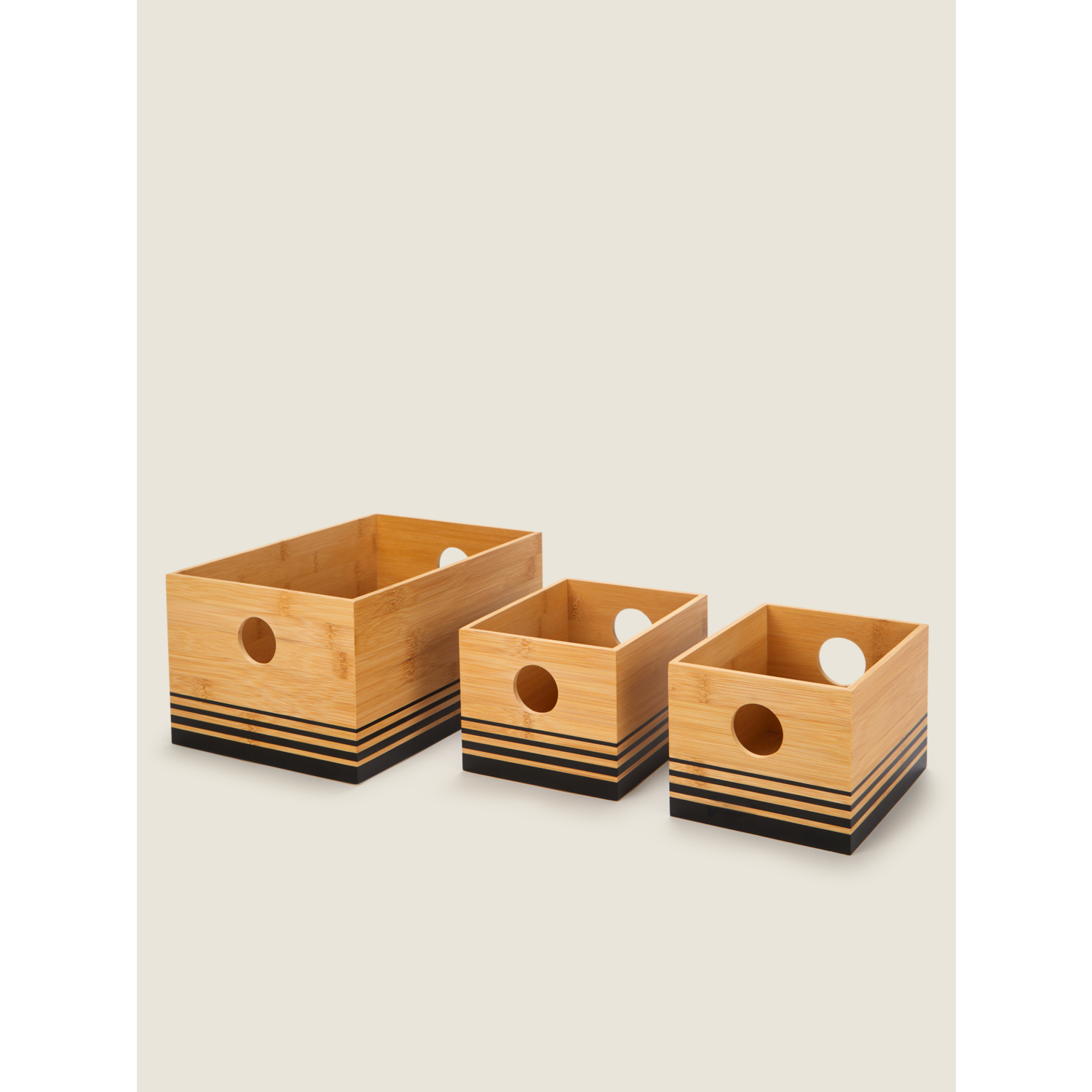 George Natural Bamboo Stripe Storage Basket