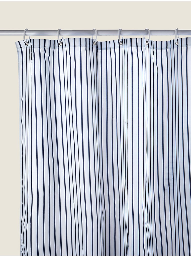 Navy Stripe Shower Curtain Home