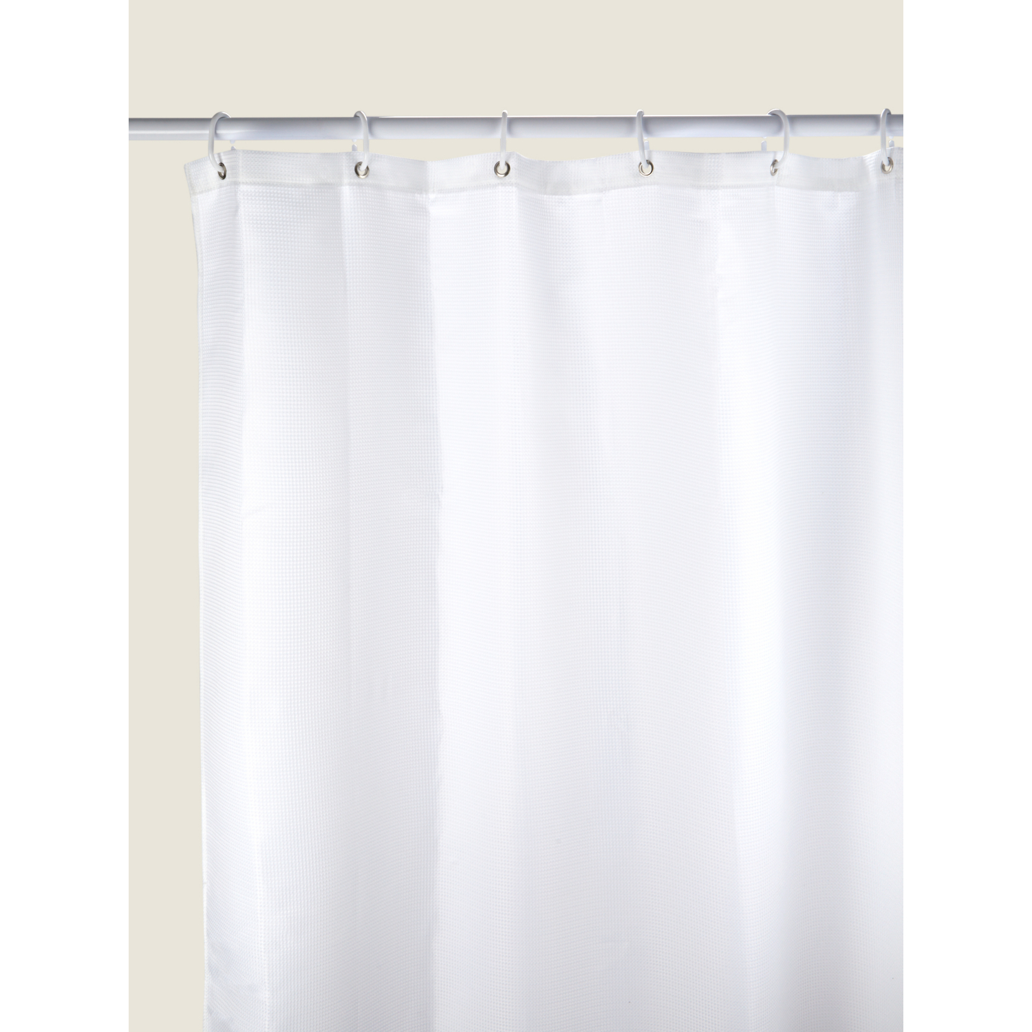 George White Textured Waffle Shower Curtain