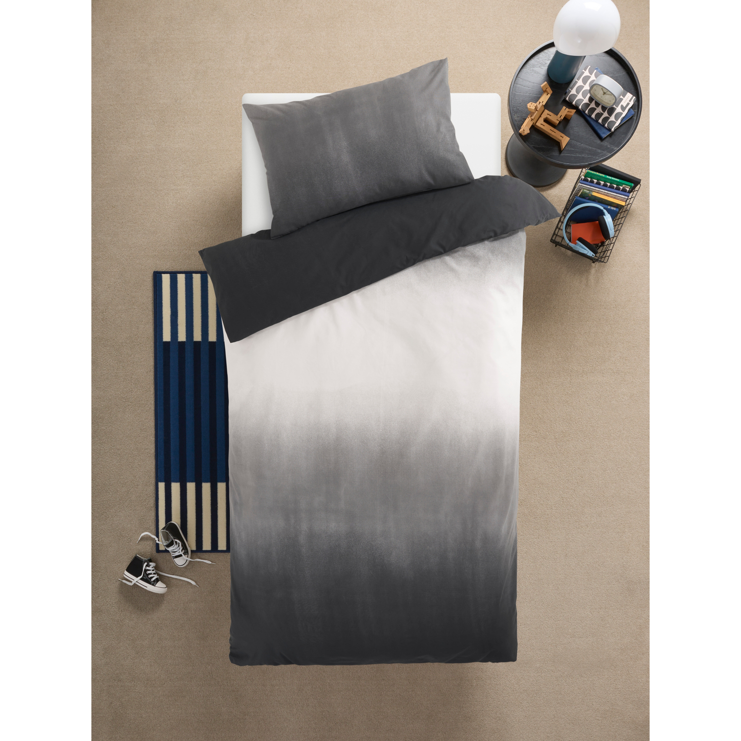 George Grey Ombre Reversible Duvet Set