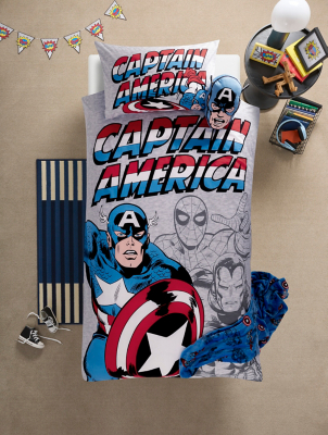 Marvel Captain America CottonRich Reversible Single Duvet Set Home