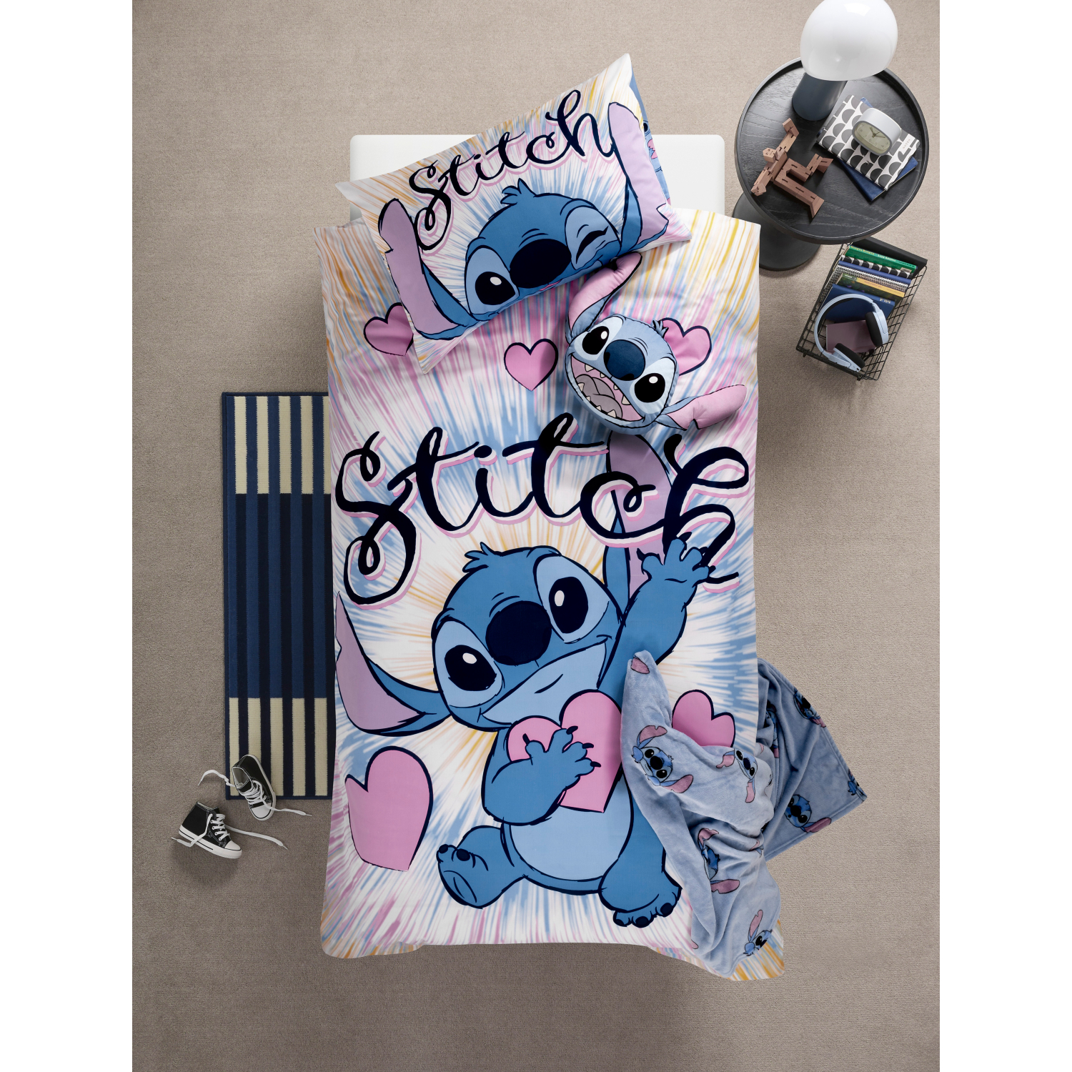 Disney Multi Stitch Tie Dye Reversible Single Duvet Set