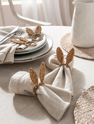 Stacey Solomon Natural Bunny Napkin Rings Set of 4 Home at