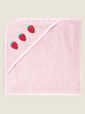Red Strawberry Cotton Hooded Towel Baby at ASDA