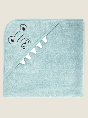 Mint Crocodile Cotton Hooded Towel Baby at ASDA