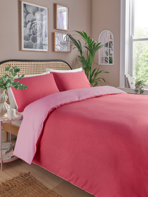 Bright Pink Reversible Duvet Set Home at ASDA