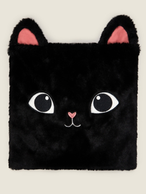 Black 3D Cat Cushion Home at ASDA