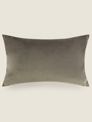 Grey Rectangular Velvet Cushion Home at ASDA