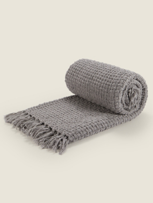 Grey Chenille Throw Home at ASDA