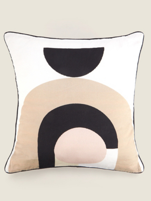 Natural Stacked Shapes Cushion Home at ASDA