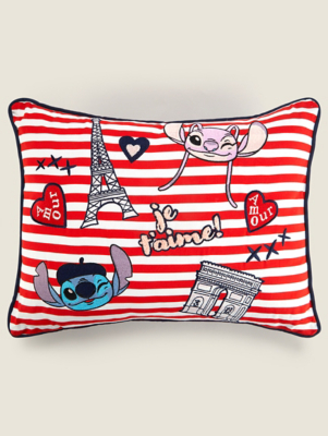 Disney Angel & Stitch Paris Badge Cushion Home at ASDA