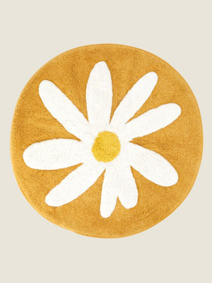 Yellow Daisy Round Bath Mat Home at ASDA