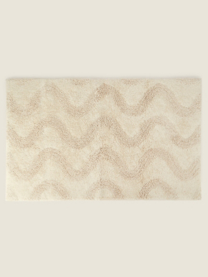 Cream Sculptured Wiggle Tufted Bath Mat Home at ASDA