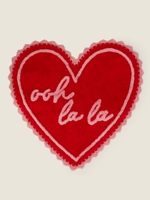 Red Ooh La La HeartShaped Bath Mat Home at ASDA