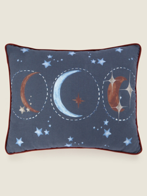 Navy Piped Edge Moon Cushion Home at ASDA