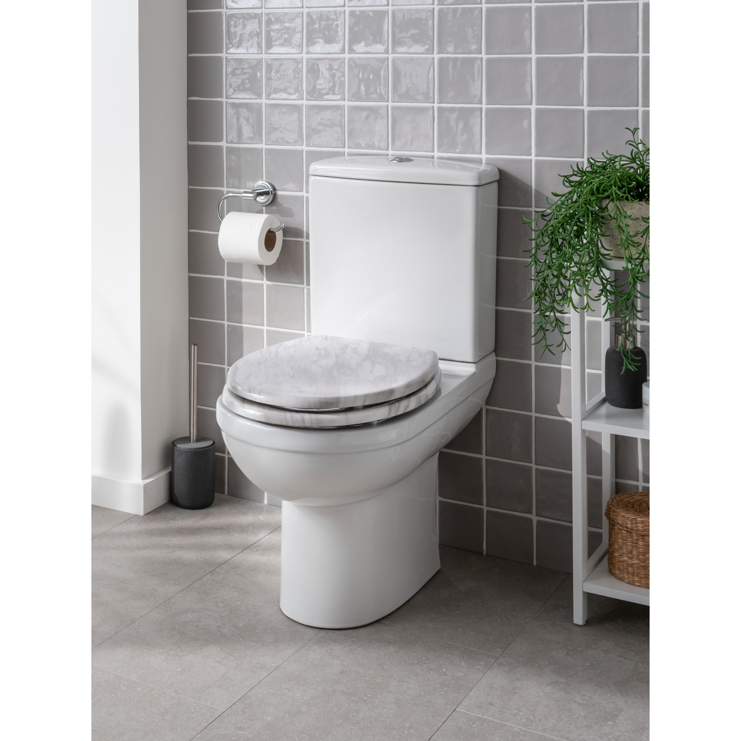 George Marble White -Effect Toilet Seat