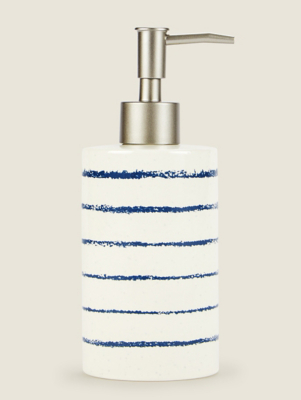 Navy Nautical Stripe Soap Dispenser Home at ASDA