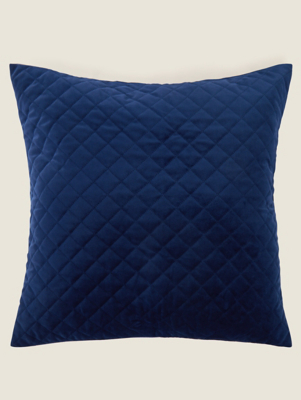 Navy Velvet Quilted Pinsonic Cushion Cover Home at ASDA