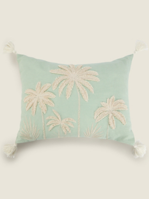 Green Coconut Tree Tassel Cushion Home at ASDA