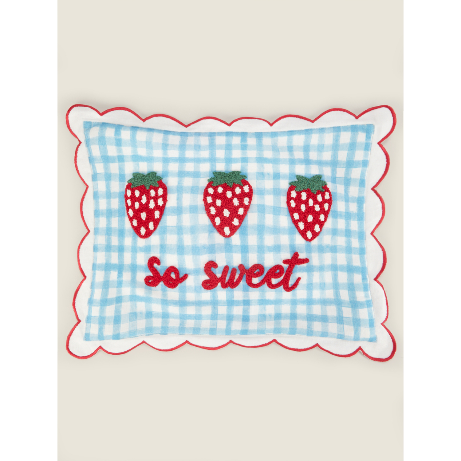 George Multi Strawberry Gingham Cotton Cushion
