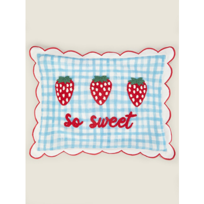 George Multi Strawberry Gingham Cotton Cushion
