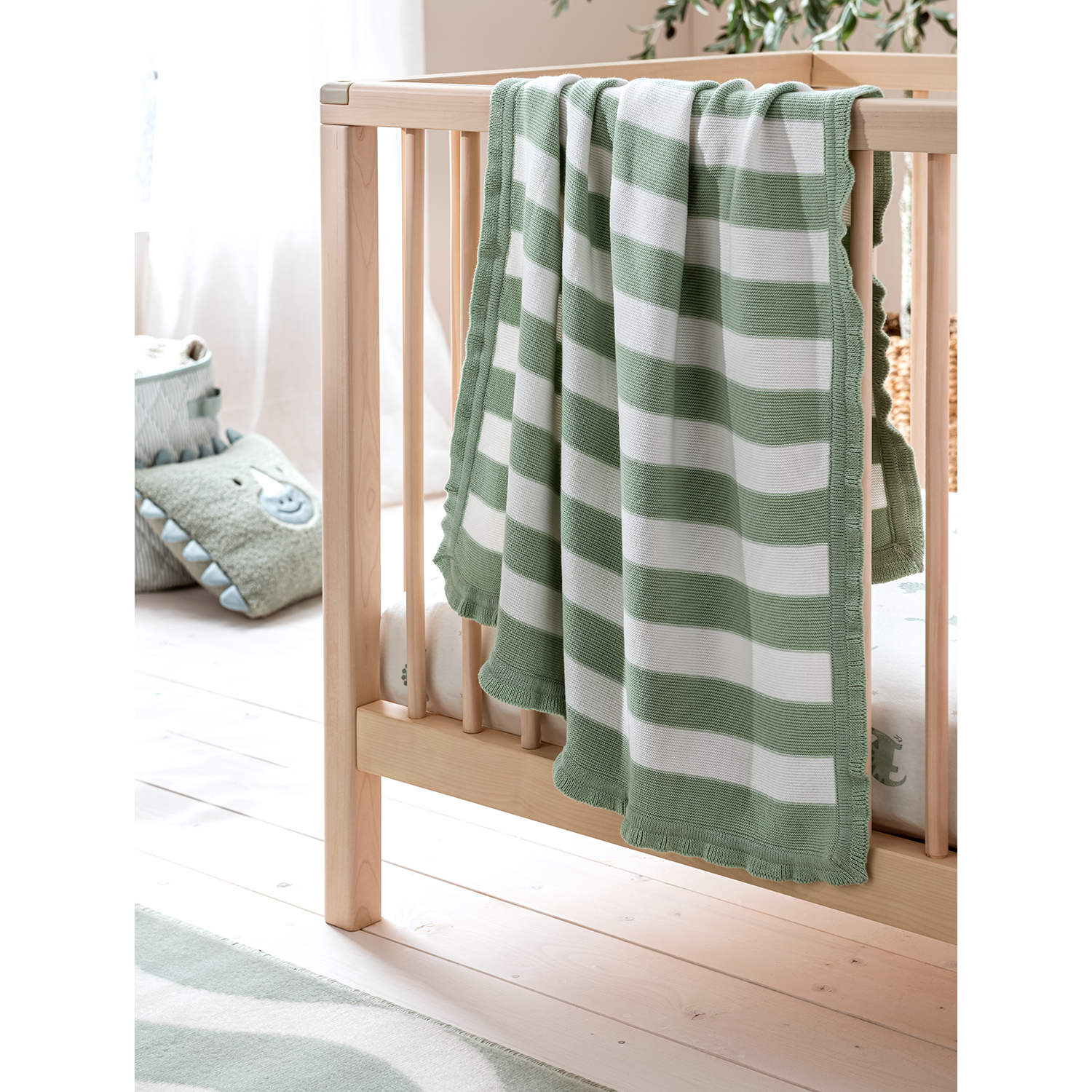 George Green Stacey Solomon Knitted Striped Cotton Shawl - 100Cm X 70Cm