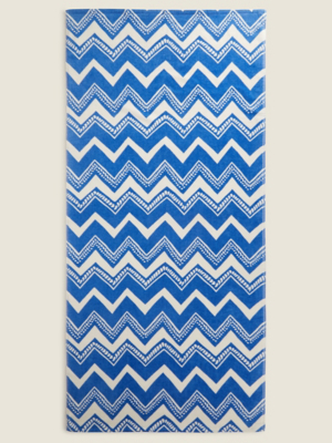 Blue Chevron Print Cotton Beach Towel Home at ASDA