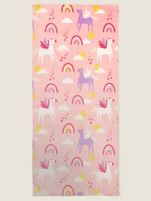 Pink Unicorn Print Cotton Beach Towel | Home | George at ASDA