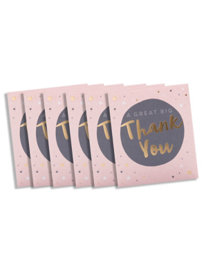 Pink Thank You Cards 6 Pack Toys & Character at ASDA
