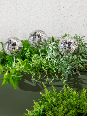 3 Pack Silver Disco Ball Garden Stakes Outdoor & Garden at ASDA