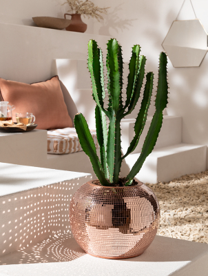 Rose Gold Disco Ball Planter Outdoor & Garden at ASDA