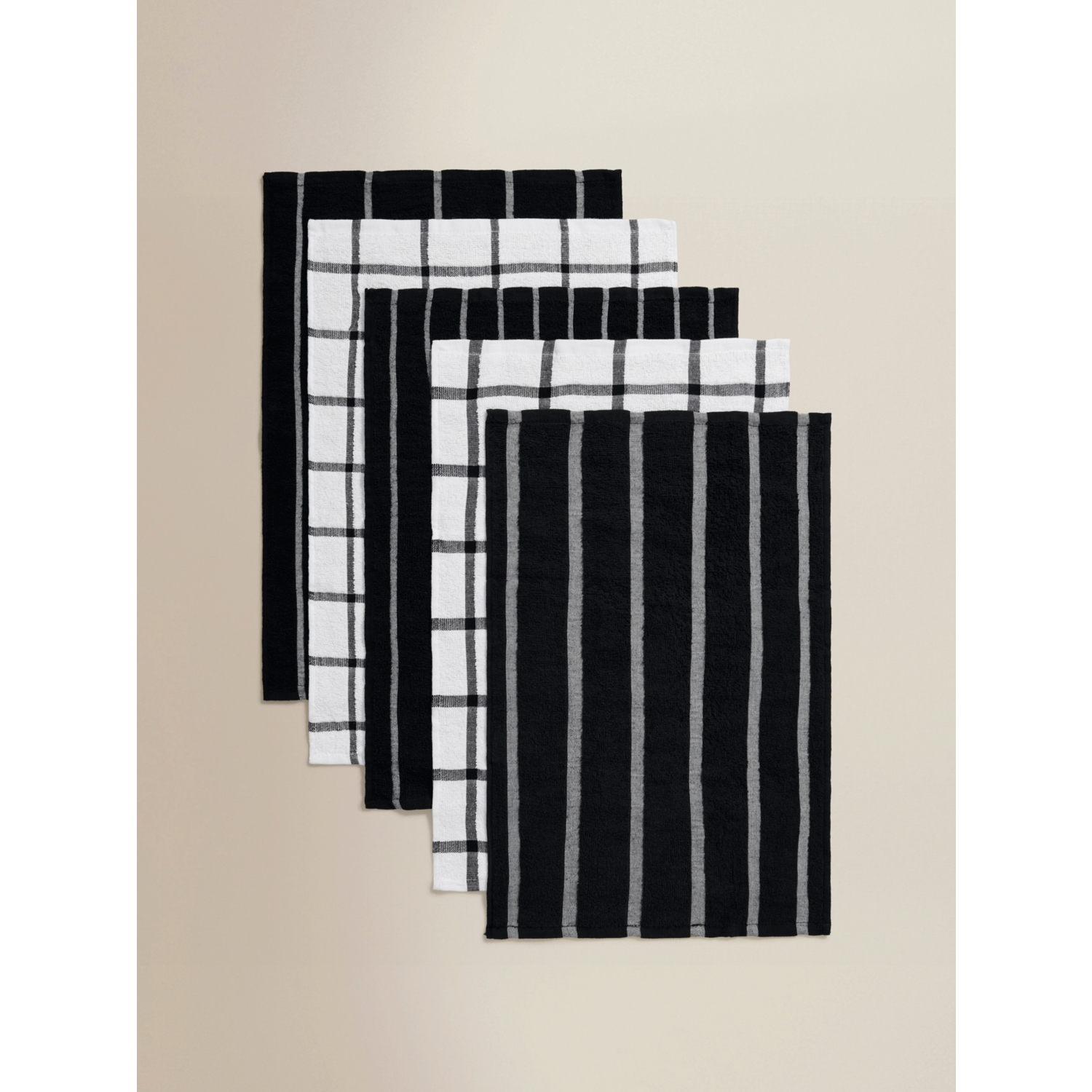 George Black & White Terry Cotton Tea Towels - Set Of 5