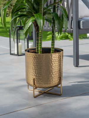 Gold Hammered Effect Planter | Outdoor & Garden | George at ASDA