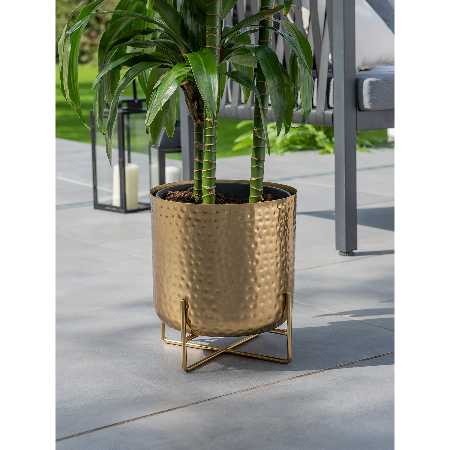 George Gold Hammered Effect Planter