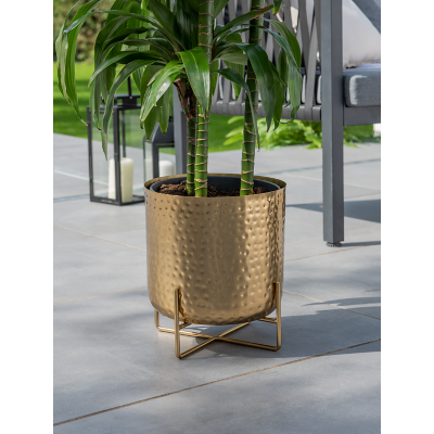George Gold Hammered Effect Planter Size 5.0