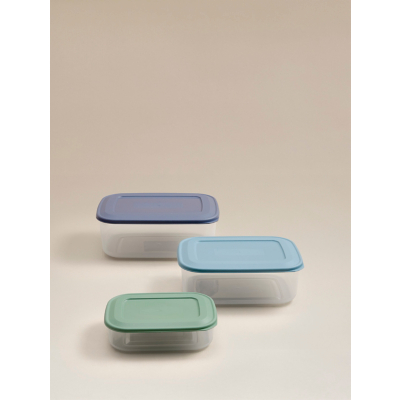 George Rectangular Peel Lid Food Storage Containers - Set of 3 - Blue