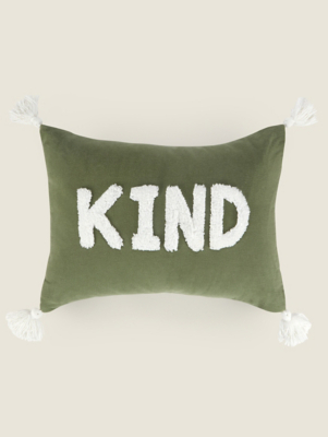 Green Kind Slogan Cushion Home at ASDA