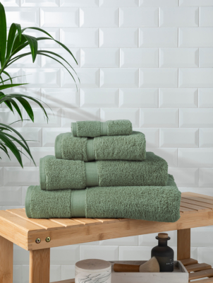 Hedge Green Super Soft Cotton Towel Bath Mat Range Home