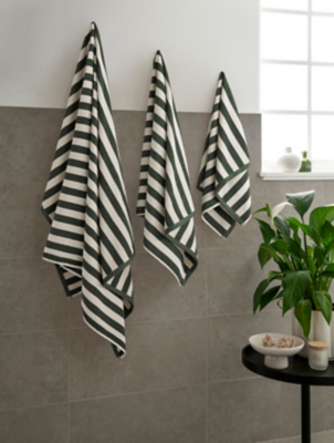 Forest Green Wide Stripe Cotton Towel Range | Home | George at ASDA