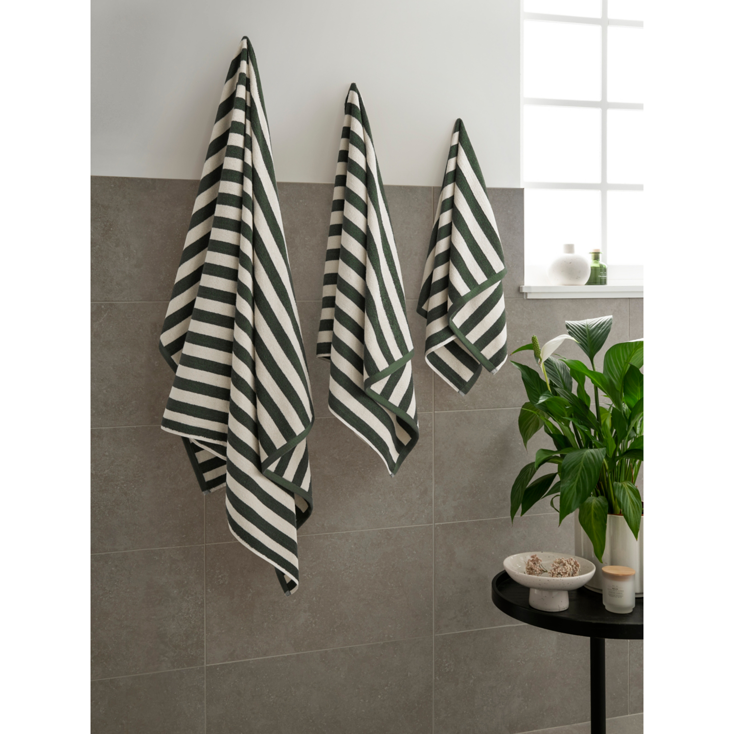 George Forest Green Wide Stripe Hand Towel