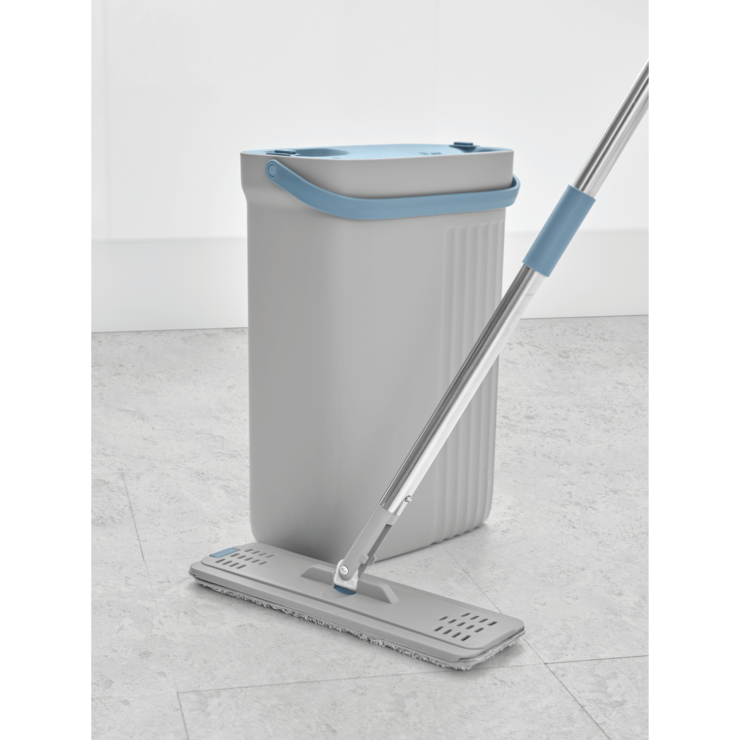 George Home Grey/Blue & Flat Mop & Bucket Set