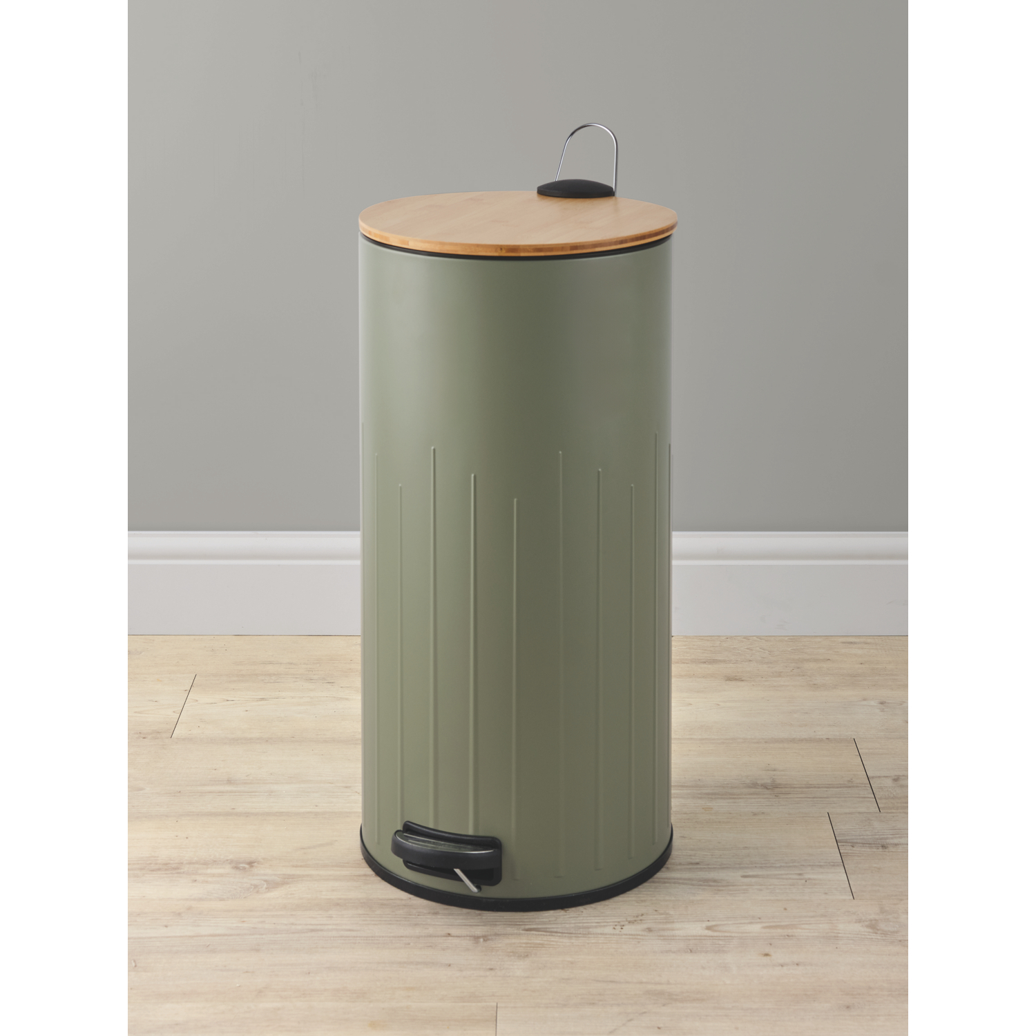 George Retro Green Green Pedal Bin With Bamboo Lid 30L