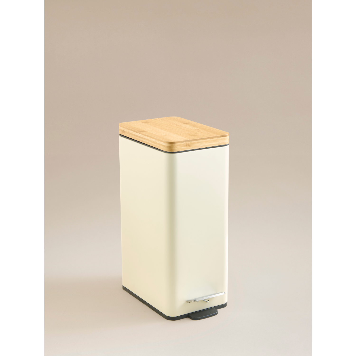 George Cream Pedal Bin With Bamboo Lid 15L